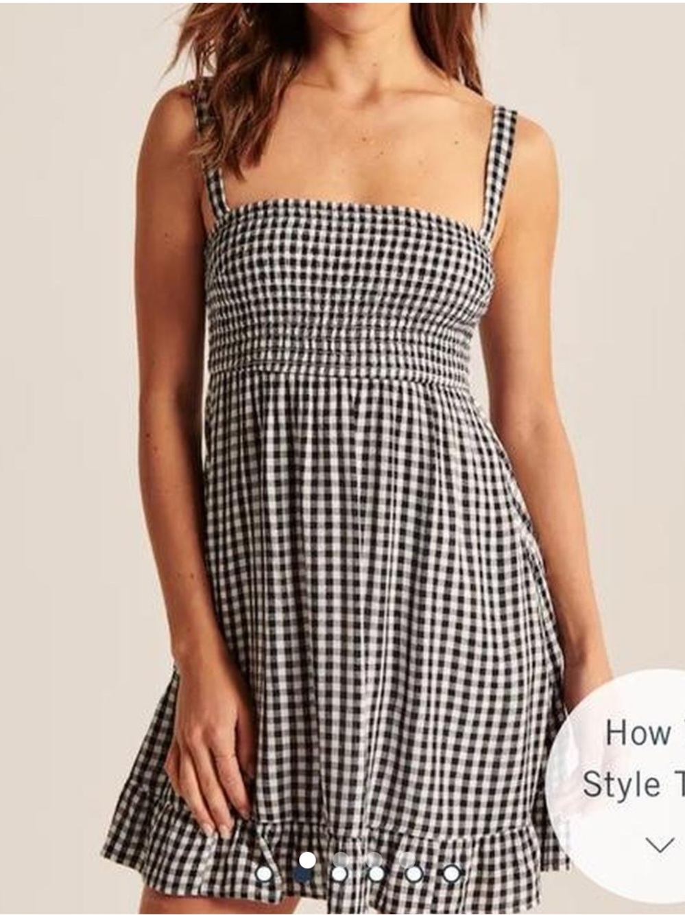 Abercrombie & Fitch Black and White Gingham Smocked Sundress